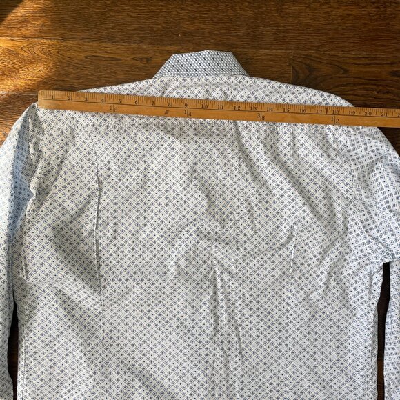 Etro long-sleeve button-up Cotton shirt White with Blue Squares-Sz. 44-XL - Picture 11 of 15